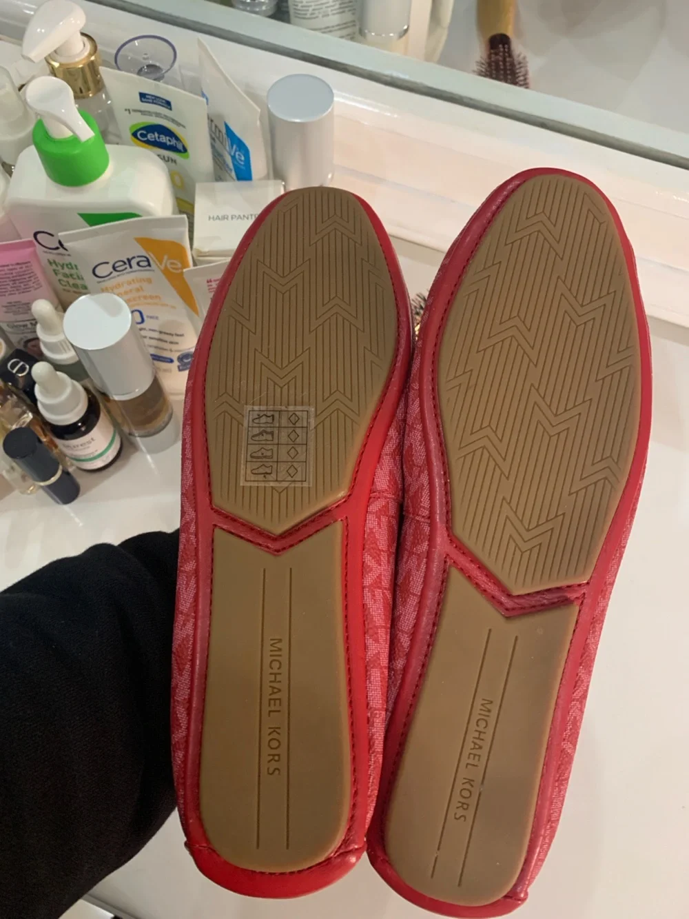 Michael Kors Logo-Embellished Women's Ballet Red Flats